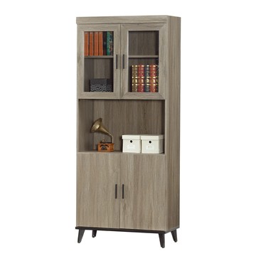 【唯熙傢俱】凱熙灰橡色2.7尺書櫃