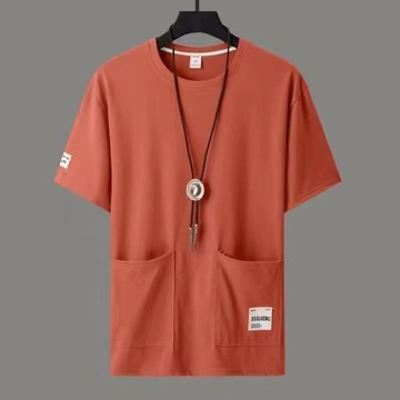 【Chan's】【高品質】 百搭短袖休閒夏季上衣帥氣半袖圓領新款設計口袋寬鬆男士體恤打底