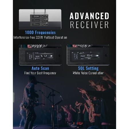 Phenyx Pro True Diversity Wireless Microphone System w  1000 Tunable Channels, Single Cordless Microphone Set w Auto Scan, UHF Professional Dynamic Mi