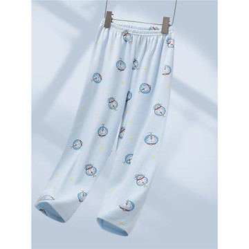 男女兒童睡褲全純棉春秋保暖單條寬松棉毛男女孩中大童冬家居長褲