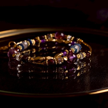 蒙特婁的聖母聖殿  // C1358紫幽靈紅石榴黃銅雙圈水晶手鍊