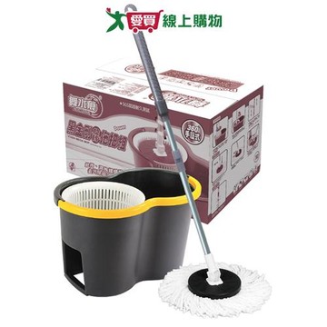 舞水痕 黑金鋼手壓旋轉拖(1布) 手壓式 拖地 清潔 打掃 去汙 乾拖 濕拖 拖把【愛買】
