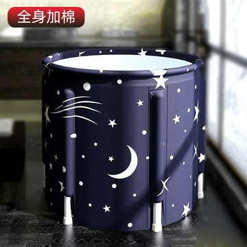 布藝折疊泡澡桶成人洗澡桶六層夾棉浴桶家用加厚免充氣沐浴桶 NVIY