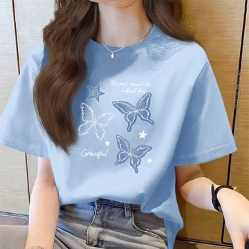 【臺灣出貨】100%純棉百搭短袖t恤女 夏季2026新款文藝復古半袖寬鬆圓領上衣服