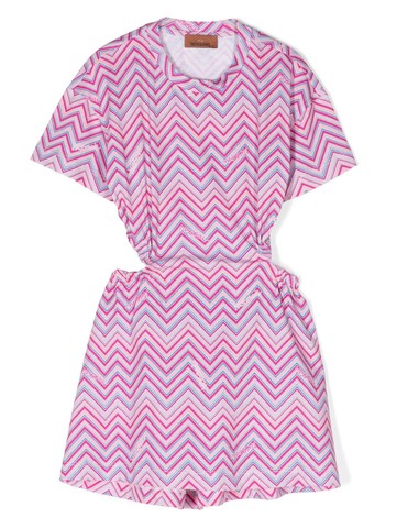 Missoni Kids - chevron-print cotton dress - kids - Cotton - 6 - Pink