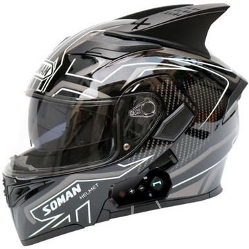 4XL摩托車頭盔揭面盔大碼男女全盔帶藍牙耳機內置一體機車騎行