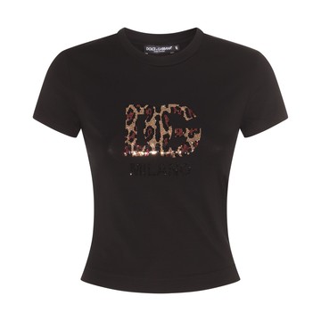 Dolce & Gabbana - Black And Brown Cotton T-shirt