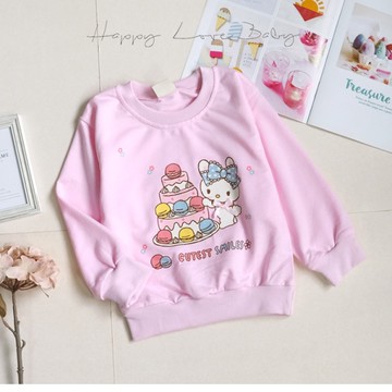 可愛蝴蝶結小兔吃甜點長袖上衣 秋冬童裝 女童上衣 女童長袖 女童棉T 長袖上衣 秋冬上衣 長袖