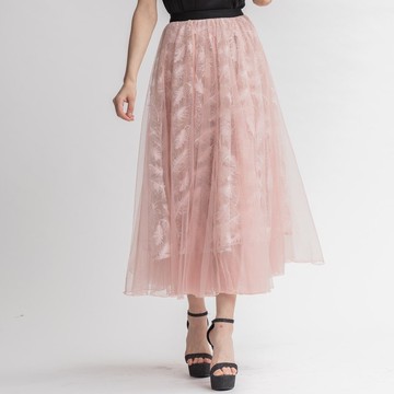 羽毛紛飛菲利斯紗裙    粉