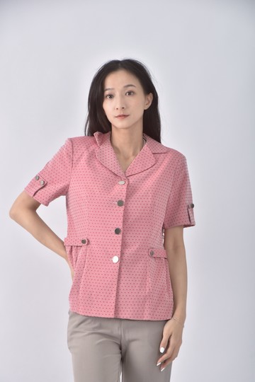 (S) dn西裝棉質短袖粉色外套