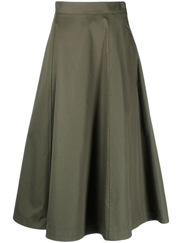 MSGM - cotton full midi skirt - women - Cotton - 38 - Green