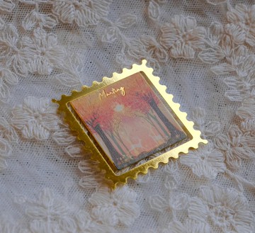 金屬書籤 - 夕陽下的楓葉 / 橘色系