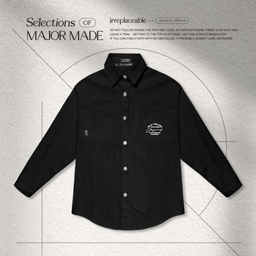 百搭刺繡小標斜紋襯衫