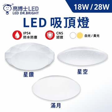 【10入】亮博士 18W 28W 吸頂燈 星空 星鑽 滿月 IP54 防水防塵 CNS認證 白光 黃光 好商量~【APP滿額下單10%點數(單一帳號最高1000點)】9/30止