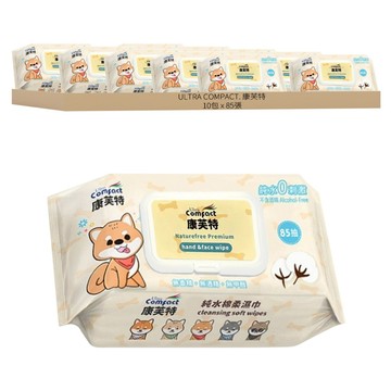ULTRA COMPACT. 康芙特 柴犬純水棉柔濕紙巾 18 x 14cm  85張  10包
