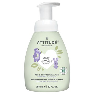 ATTITUDE 艾特優 嬰幼兒2合1泡沫洗髮沐浴露 甜蘋果味  295ml  1瓶