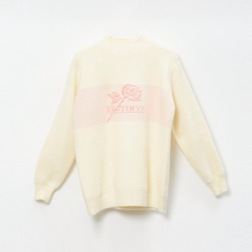 CLL巧玲瓏 微高領玫瑰圖騰長袖毛衣 3788820