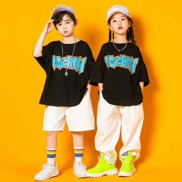 純棉兒童街舞套裝女孩爵士舞蹈演出服裝少兒嘻哈男童hiphop潮六一