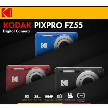 【Kodak 柯達】PIXPRO FZ55 FRIENDLY ZOOM 5倍光學變焦 數位相機-藍/黑【墊腳石】