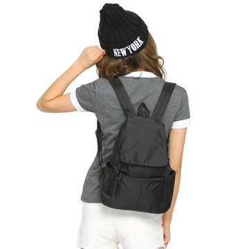 尼龍防水迷你小背包雙肩背包短途輕便旅行隨身雙肩翻蓋雙拉小女包