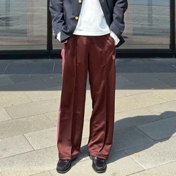 日牌 NEEDLES 酒紅 棕 側條紋 蝴蝶褲 日系 潮流 休閒 直筒 長褲 男女