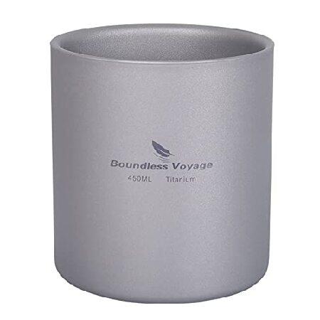 Boundless Voyage in Double Walled Titanium Cup Heat Resistant Mini Tea Drink Cup Outdoor Camping Mug Coffee Cups Camping Accessories (Ti3030D 450m