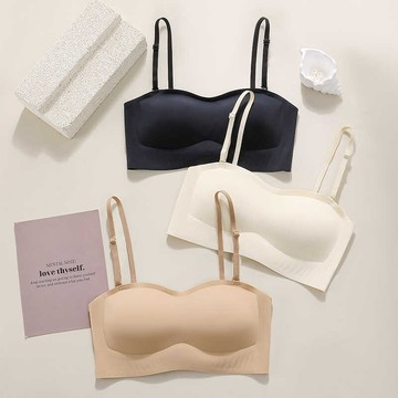 🚀虧本到貨🚀日本🇯🇵 無鋼圈親膚側收防下垂小胸聚攏粉底液透氣抹胸型無痕文胸