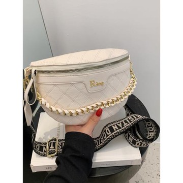 邦妮斯袋鼠胸包軟皮壓花腰包時尚單肩包百搭真皮斜挎包運動風韓版