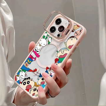 可愛小新集體 磁吸無線充 iPhone 15 Pro Max 蘋果 14 plus i14 i15 護鏡支架 保護殼