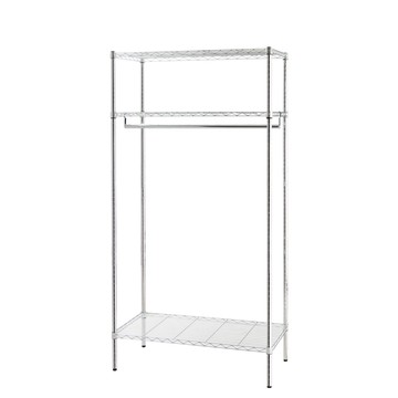 【Amos】三層衣櫥波浪架+防塵套電鍍