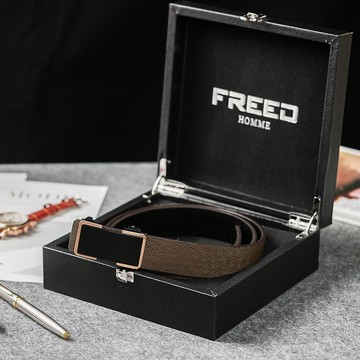 【FREED】經典咖啡金真皮皮帶 男友禮物