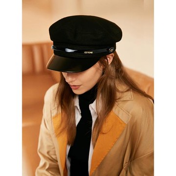 帽仕匯HATTERSHUB pu皮復古毛呢海軍帽