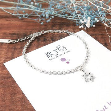 迷你六芒星手鍊 925純銀 女生手鍊