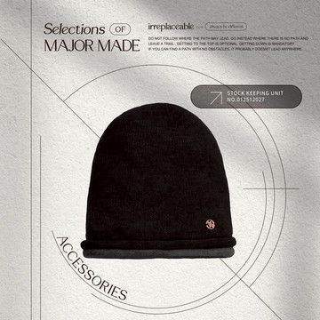 【MAJOR MADE】撞色雙層捲邊毛呢冷帽