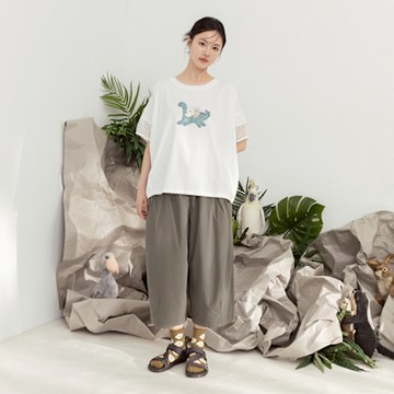 【MOSS CLUB】抗UV涼感口袋抽皺錐形長褲 深藍 黑 綠