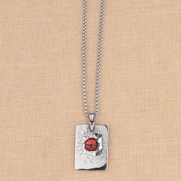 天使之眼項鏈魔眼方牌霸氣全鈦鋼鏈吊墜潮男女長款百搭毛衣鏈1入