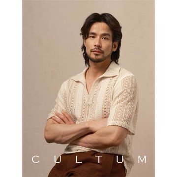 CULTUM純棉寬松鏤空針織polo衫男夏短袖透氣休閑復古翻領半袖上衣