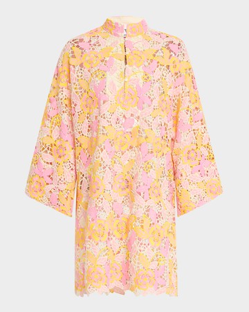 Floral Lace Mini Shift Caftan