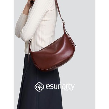 ESUNARTY真皮包包女2025新款輕便斜挎餃子包女休閑洋氣單肩腋下包