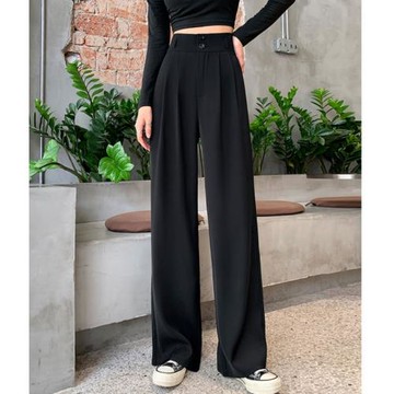 高個子女生春秋季新款2022年新款梨形身材高腰垂感黑色直筒褲子