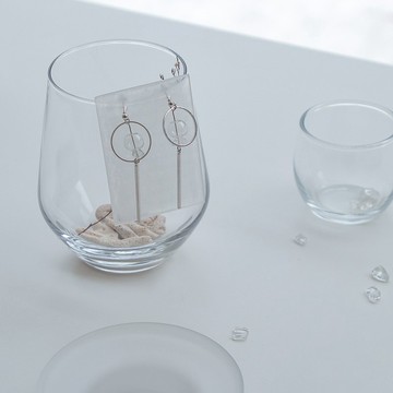 玻璃耳環-細月/耳針/夾式/可客製