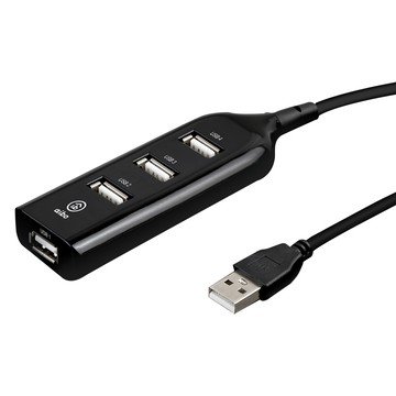 aibo USB2.0 Y196 4埠 延長線造型 HUB集線器 支援480Mbps高速傳輸  黑色  1個