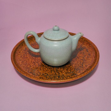 手拉坏金絲楠木釉壺承