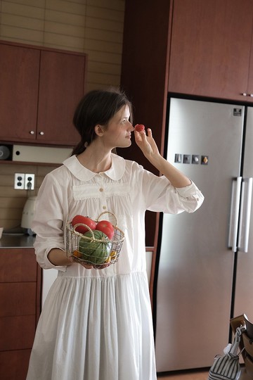 夏天的故事 娃娃領褶皺連身裙