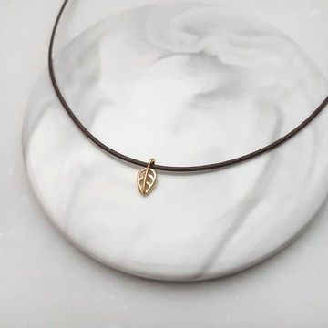 蠟線項鍊 小葉子 素色簡約 蠟繩細線