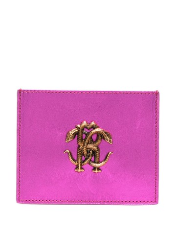 Roberto Cavalli - monogram-plaque leather cardholder - women - Sheepskin - One Size - Pink