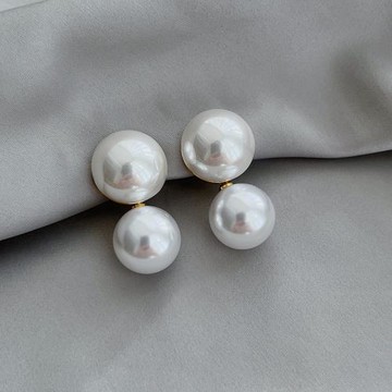 大珍珠耳夾無耳洞女復古赫本風夸張新娘耳飾氣質耳墜耳環雙珍珠