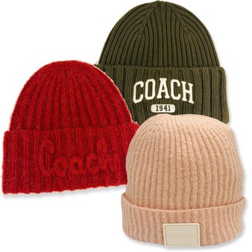 【COACH】經典LOGO混羊毛/羊毛毛帽(均一價)