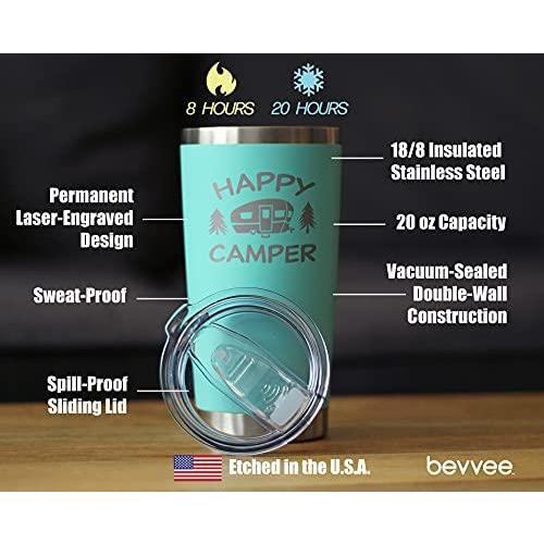 Happy Camper Insulated Coffee Tumbler Cup with Sliding Lid Stainless St