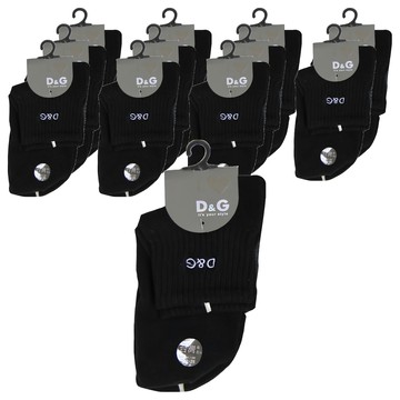 D&G BEAUTY 女款素色刺繡1/2襪-DL1001 台灣製 22-25公分  黑色